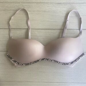 Victoria’s Secret Balconet Padded Push Up Blush Pink Leopard Bra size 36B